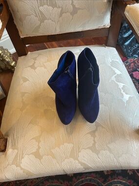 Women's Suede Ankle Booties in Cobalt Blue